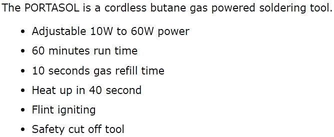 מלחם גז פורטסול PORTASOL TECHNIC TEXT